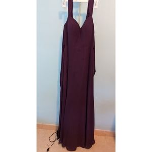 Azazie Julie Bridesmaid Plum Dress with Cover Bag